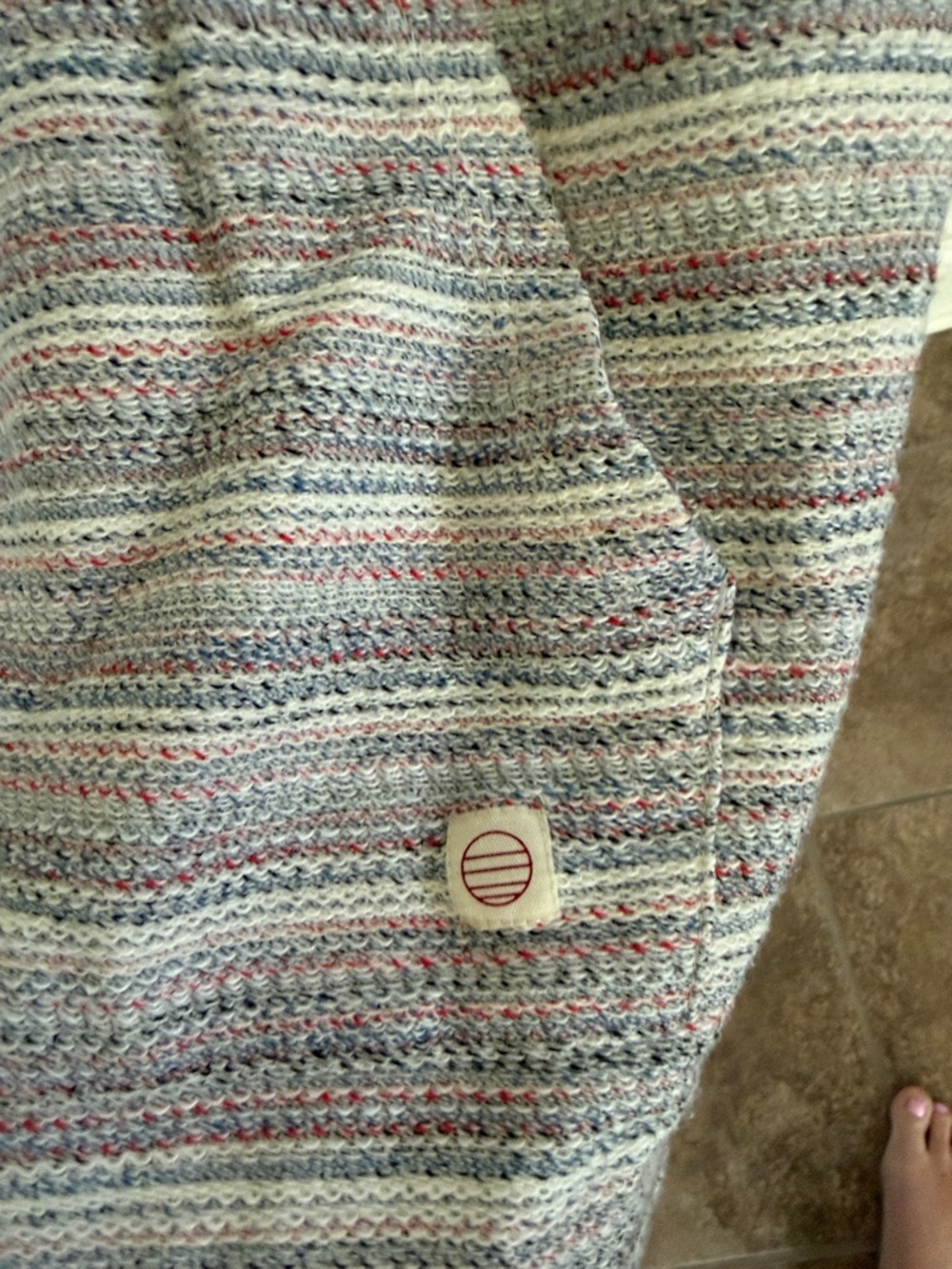 Marine Layer Striped Knit Hoodie in Gray and Cream - Picture 4 of 7
